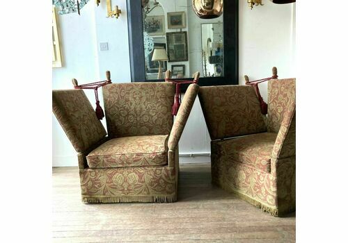 Pair Of Knole Drop Arm Chairs, Early 20th Century