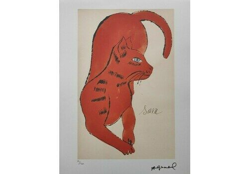 Lithographie Andy Warhol 'One Blue Pussy' Chat - édition Limitée 1980 Signée Avec Certificat