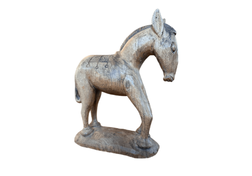 Vintage Hand Carved Wooden Horse Ornament – Rustic Folk Art Piece