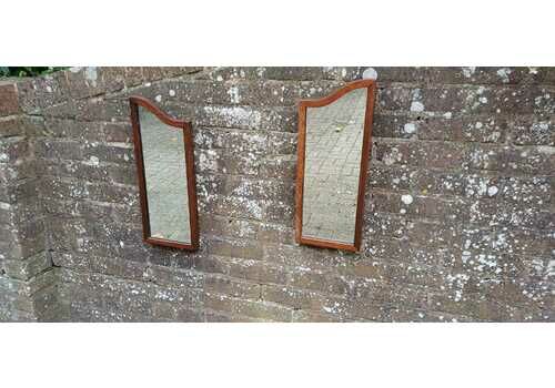 Quirky Pair Of Upcycled Early 20th Century Shaped Mahogany Wall Mirrors.