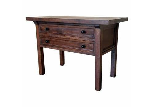 20th Century Spanish Nightstand Or Side Table With Two Drawers And Iron Hardware