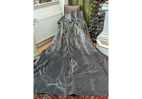 Grey Silk Velvet Curtains With Triple Pinch Pleats W220 D246