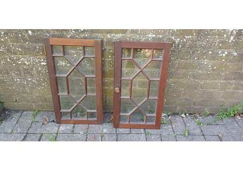 Pair Of Late Victorian Astral Glazed Mahogany Doors Window Decoration Or Project