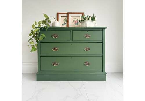 Large Vintage Mahogany Chest Of Drawers Painted In Dartmoor Deep Green