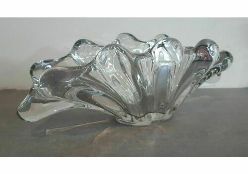Art Vannes Le Châtel Clear Crystal Glass French Centrepiece Dish Mid Century