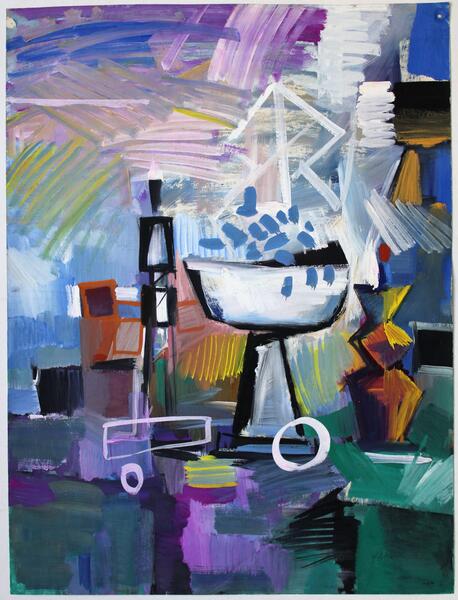 Gunars Klavaabstract With Vase. 1965, Paper, Gouache, 79 X 59, 5 Cm1965 photo furniture