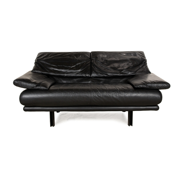 B&B Italia Atlanta Leather Two Seater Black Sofa Vinterior