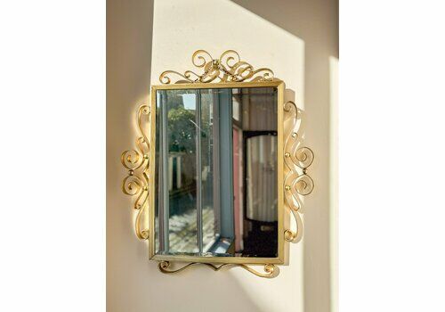 Hollywood Regency Decorative Brass Mirror