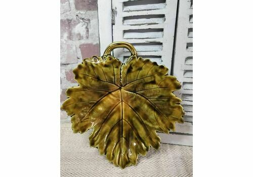 Very Rare Antique Sarreguemines Majolica Leaf Shaped Bowl