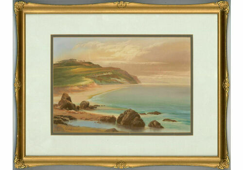 Roland Stead Signed And Framed Mid 20th Century Watercolour, Beach View