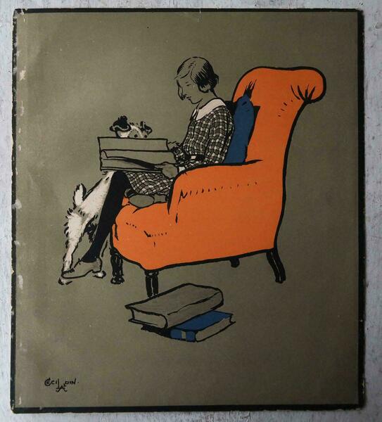 Set Of 8 Original Vintage Prints After Cecil Aldin, Dogs And Rabbits, C.1920 photo furniture