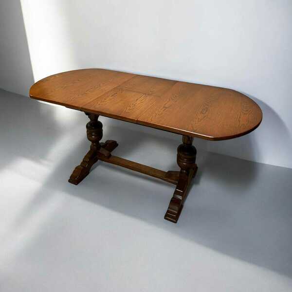 Vintage Old Charm Large Oak Extending Draw Leaf Dining Table 1970s / Seats 6 photo Furniture