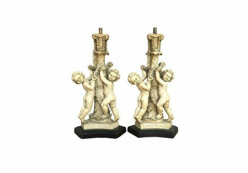 White Resin Cherub Table Lamps By Gino Ruggeri For Tito Bianchi, 1980s, Set Of 2