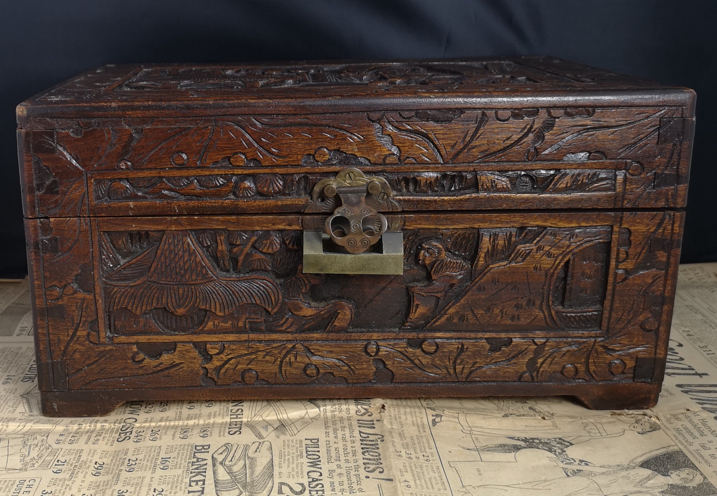 Antique Anese Box Heavily Carved Camphor Wood Small Chest Antique Anese Box Heavily Carved Camphor Wood Small Chest