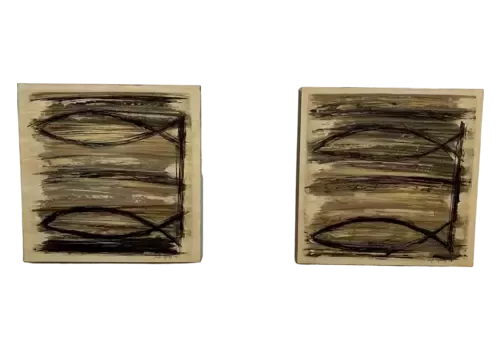 Pair Of Lacquered And Painted Box Wood Panels, 2009