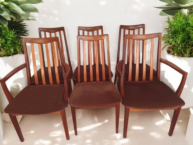 Mid Century Vintage G Plan Fresco Dining Chairs & Carvers 6 Retro Teak