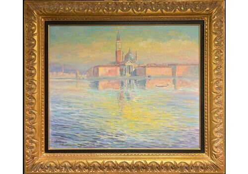 Georges Bordonovevenetian Reflections At Dusk Oil Painting Of San Giorgio Maggiore Painting 1989