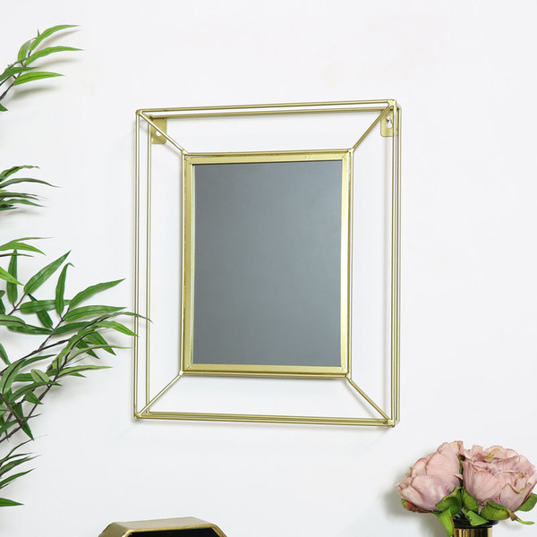 Small Metal Gold Framed Wall Mirror