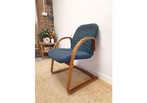 Retro Desk Chair Cantilever Mid Century Bentwood Vintage Green Fabric Delivery
