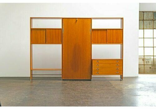 Ry 100 Shelf System With Teak Fold Out Bed By Hans J. Wegner For Ry Møbler, Denmark, 1960s