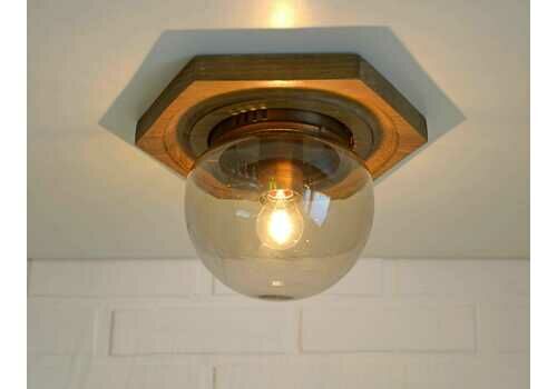 Vintage Sconce / Wall Lamp / Mid Century / Flush Mount Light / Wood Lighting / Rustic Ceiling Light / Yugoslavia 1980