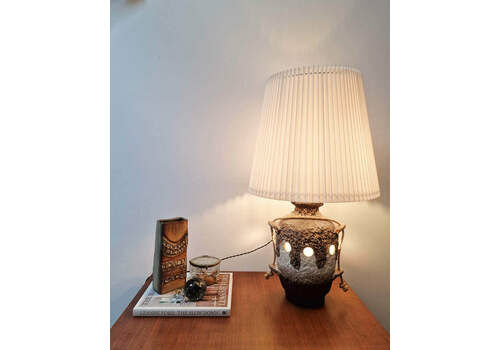 Large German Pottery Fat Lava Table Lamp (Inc. Lampshade)