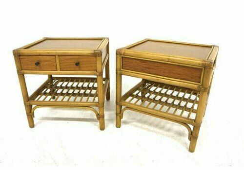Rattan Bedside Tables From Dux, Sweden, 1960s, Set Of 2