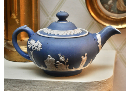 A C19th Jasperware Miniature Tea Pot, After Wedgwood