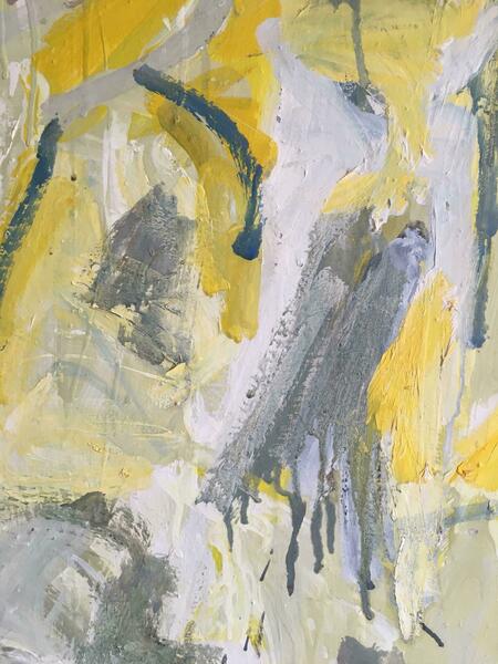 Unknownyellow And Grey Abstract Huge Oil Painting On Canvas Cubist Expressionist Work1992 photo Art
