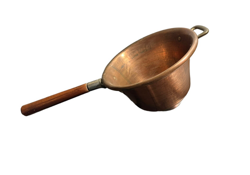 Vintage Copper Polenta Pan, Wooden Handle, Kitchenalia
