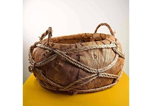 Large Handcrafted Vintage Palm Basket