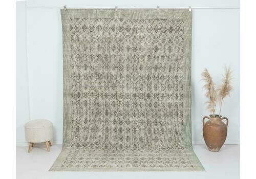 Vintage Rug, Unique Turkish Rug, Low Pile Rug, Faded Rug, Art Deco Rug, Neutral Rug, Dining Room Rug, Antique Handmade Rug