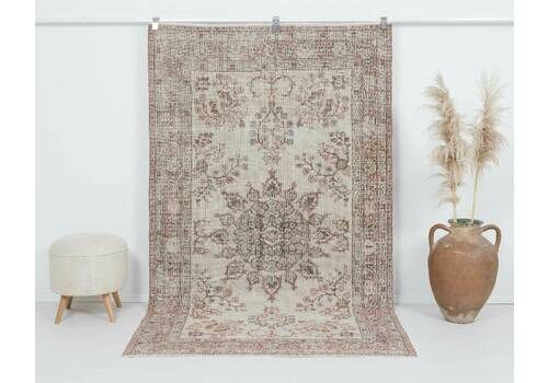 5x8 Turkish Rug, 4.6 X 7.9 Feet, Antique Oushak Rug, Handmade Rug, Vintage Rug, Anatolian Rug, Low Pile Rug, Naturel Rug, Faded Rug,