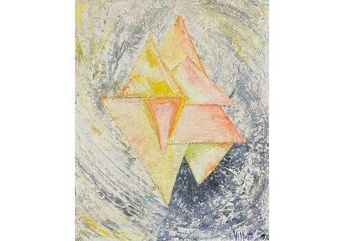 P Vilette20th Century Original Signed French Abstract Oil Painting   Cubist Study20th Century