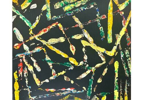 Contemporary British Colourful Modern British Paint Brush Expressionist Abstract Artwork