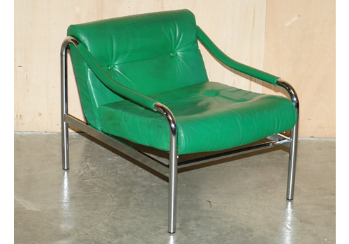 Museum Quality Mid Century Modern Green Leather Tim Bates Beta Armchair By Pieff