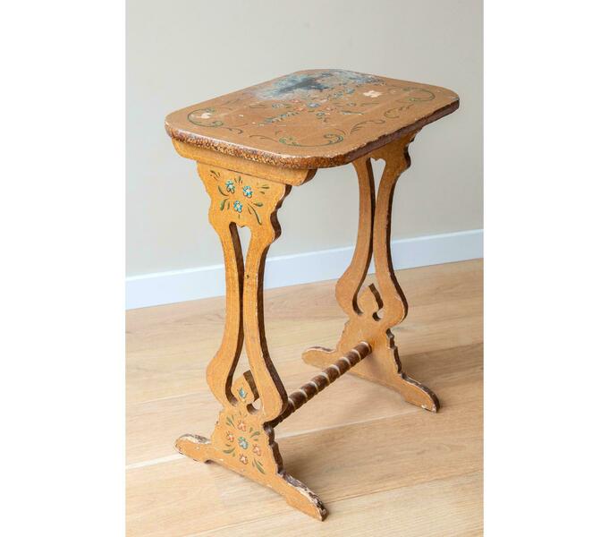 Antique Folk Art Table, Dutch Side Table With Carved Legs, 19th Century ...