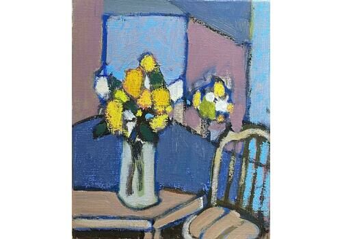 R.Leroyrene Leroy   French Contemporary Modernist Painting   Interior With Flowers2000