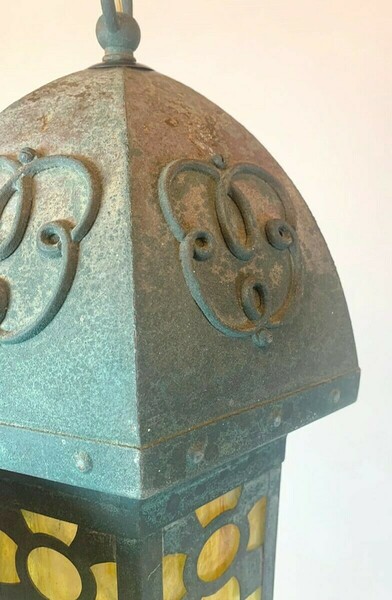 Art Nouveau Lantern In Metal And Opaline photo 1150.0
