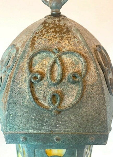 Art Nouveau Lantern In Metal And Opaline photo vinterior