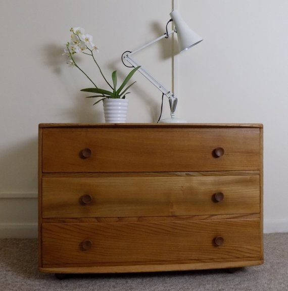 Ercol Windsor Chest Of Drawers Blonde Elm Vintage Mid Century