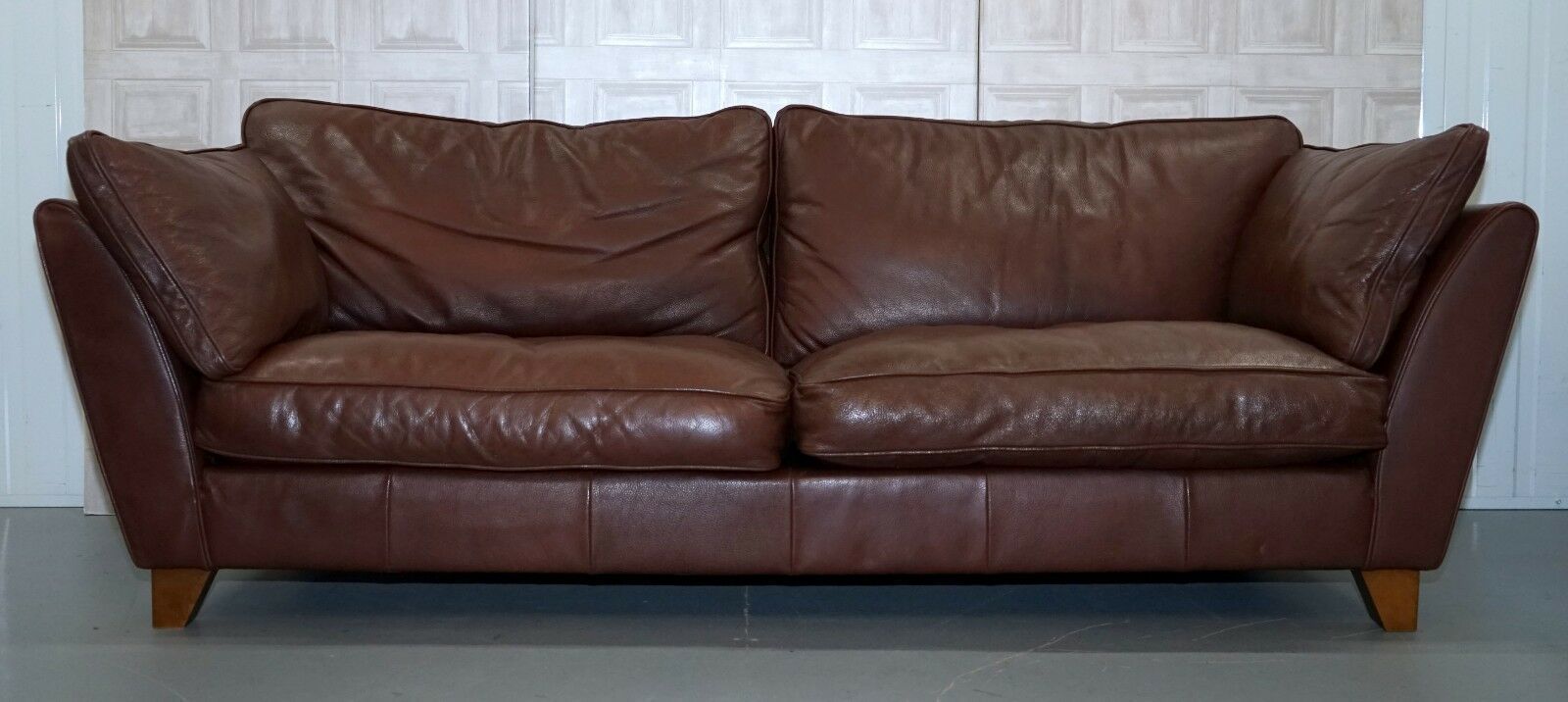 Marks Spencer Brown Leather Barletta Three Seater Sofa Marks