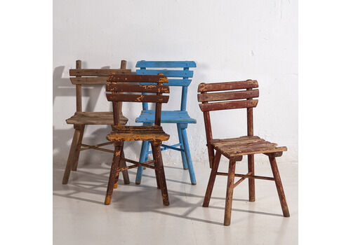 Antique School Chairs (C.1920). Set Of 4 Pieces #1