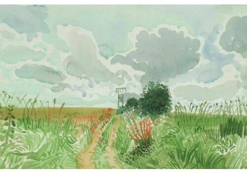 Original David Hockney Exhibition Print   Midsummer Yorkshire Track   Authentic Poster Watercolour
