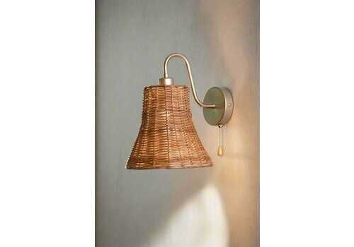 Wicker Bell Shaped Wall Lamp, Mid Century Modern Style, Bedroom, Bathroom Wall Light