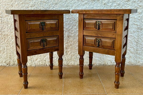 20th Century Spanish Nightstands With Two Drawers And Iron Hardware, 1950s, Set Of 2 photo furniture