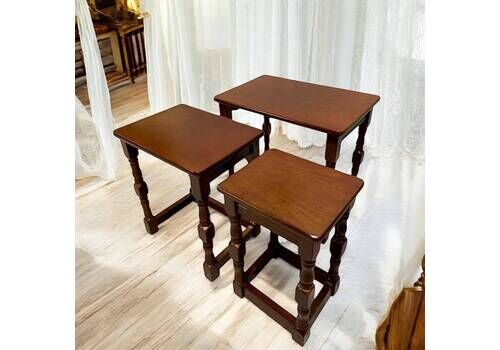 Nest Of Table / Vintage Coffee Table Sets / Brown Oak/ 1980