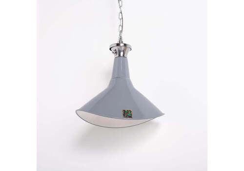 Reclaimed Industrial Grey Enamel Vertical Elliptical Pendant Lights By Benjamin Electric