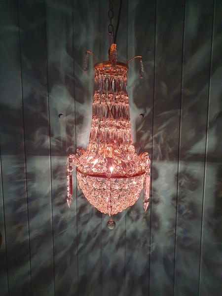 Swag Chandelier Early 20th Century With Prisms 11" photo furniture