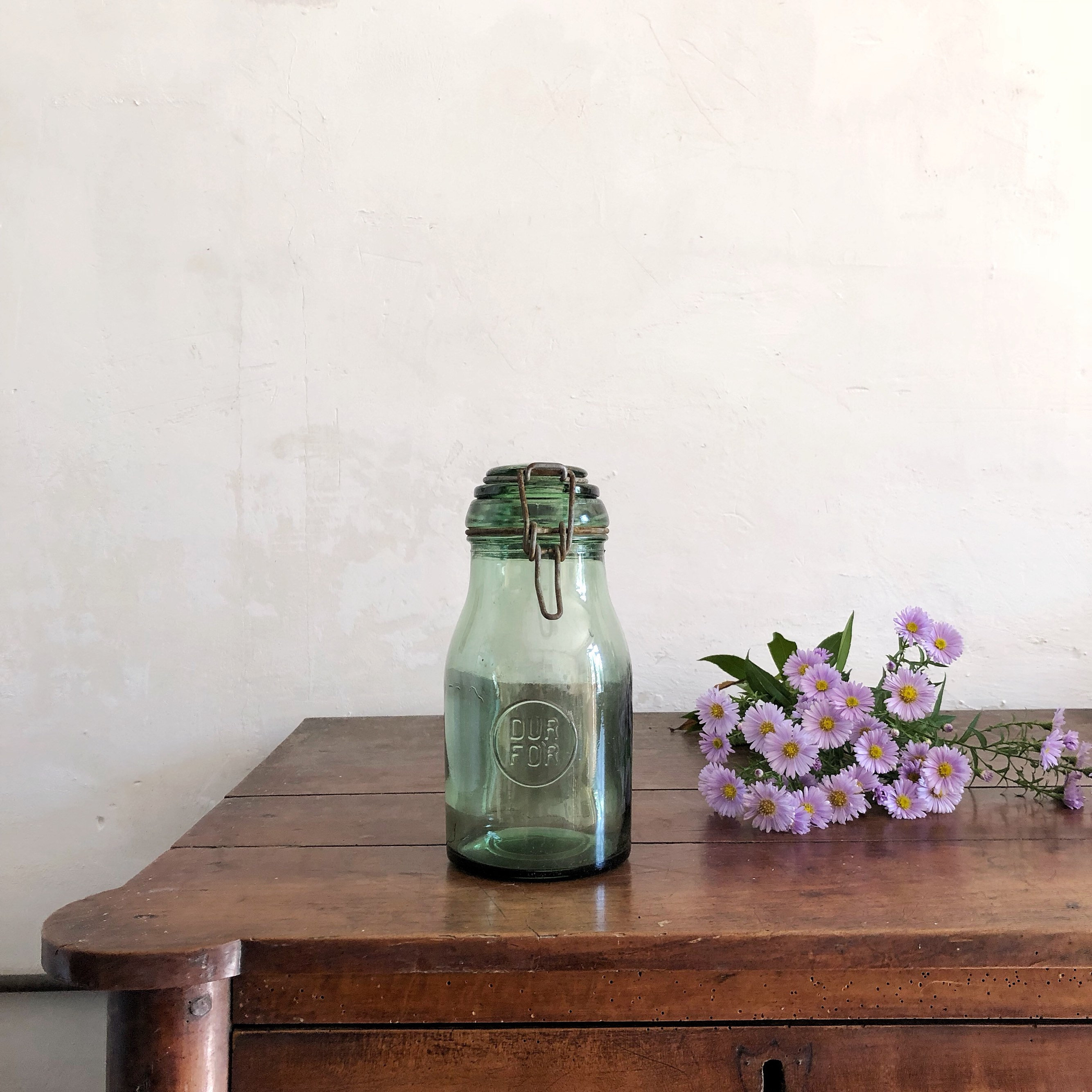 Vintage French Green Glass Kilner Jar Vintage Glass Jar